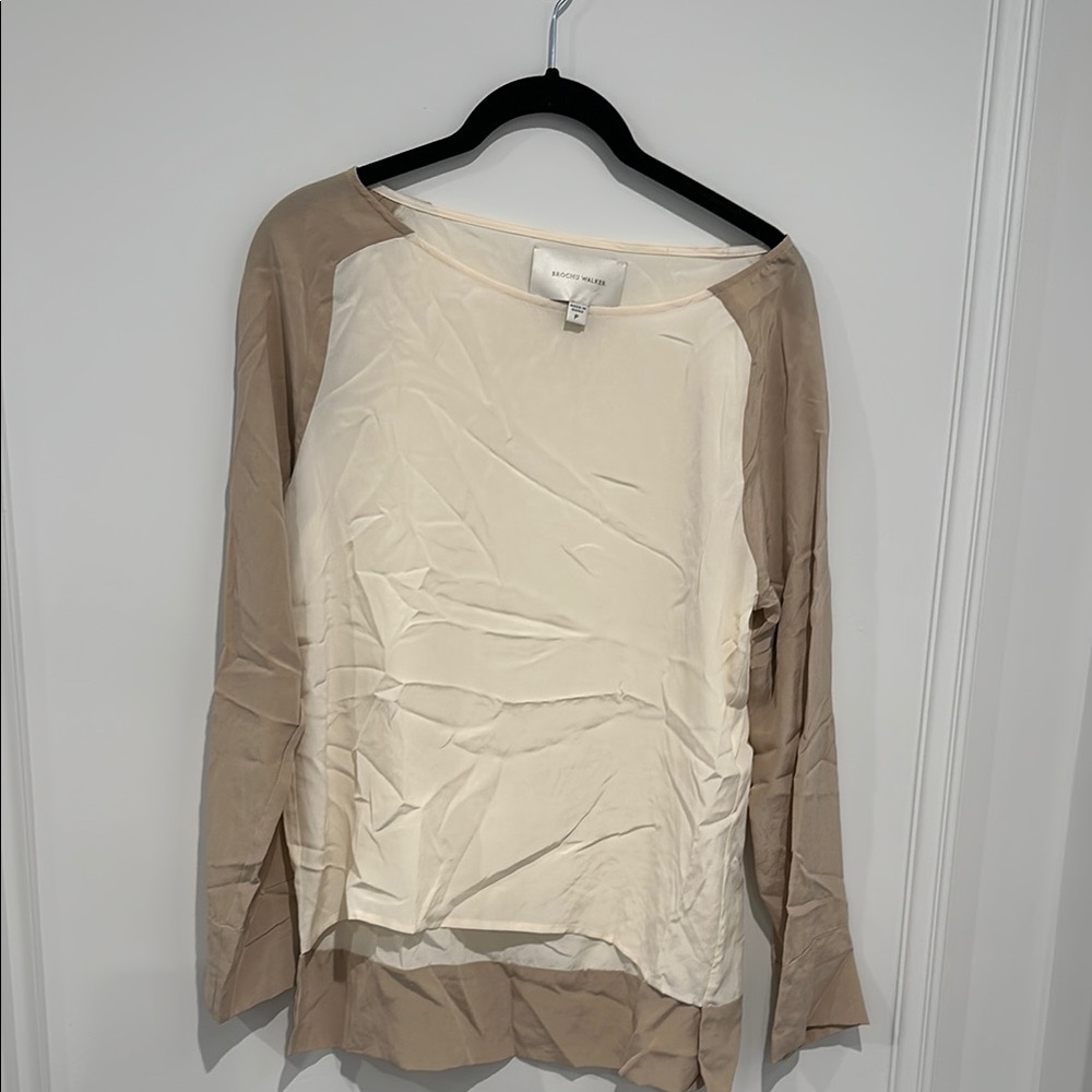 Brochu Walker  Beige and Cream Silk Top